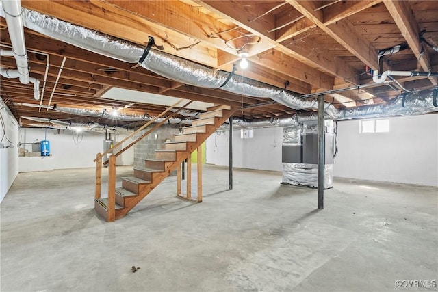 basement featuring water heater