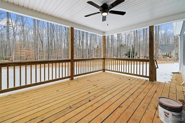 deck featuring ceiling fan