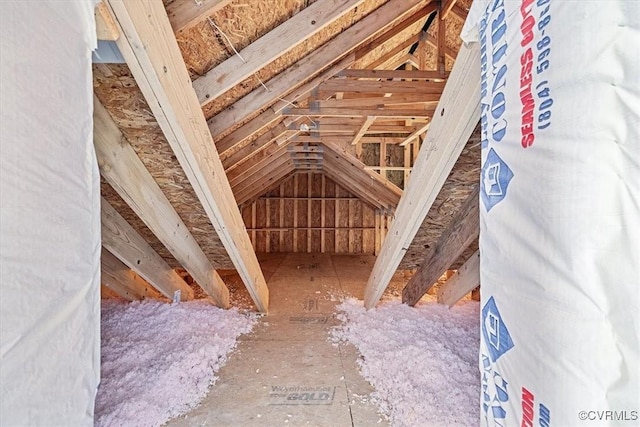 view of unfinished attic