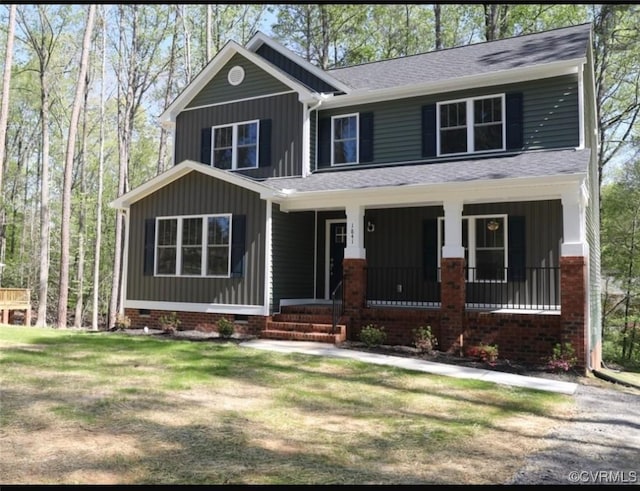 1841 Walkerton Rd, Chesterfield, VA 23236 - craftsman-style home with crawl space, covered porch, board and batten siding, and a front lawn