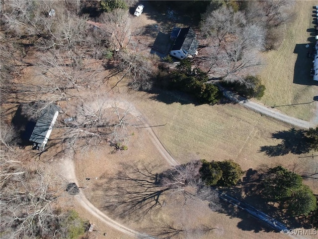 birds eye view of property featuring a rural view