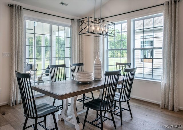 dining room with a healthy amount of sunlight and hardwood / wood-style floors