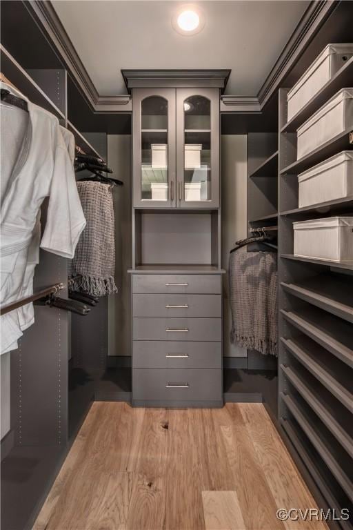 spacious closet with light wood-type flooring