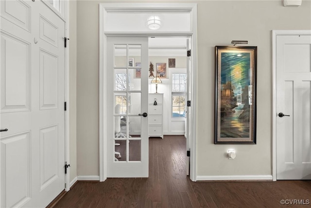 hallway featuring dark hardwood / wood-style flooring