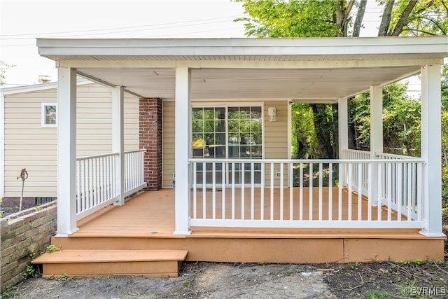 wooden deck with a porch