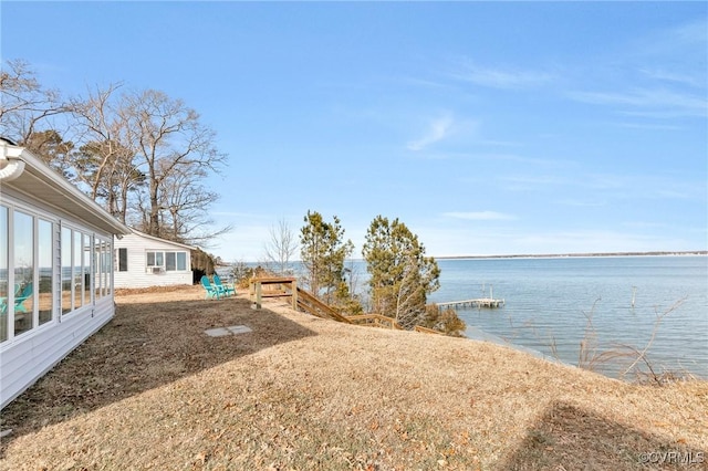 view of yard featuring a water view