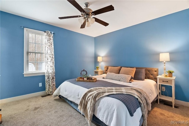 bedroom with carpet and ceiling fan