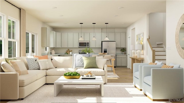 living room featuring light hardwood / wood-style flooring