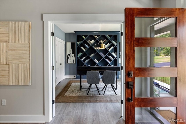 office area with hardwood / wood-style floors