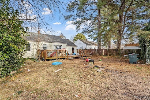 view of yard with a deck