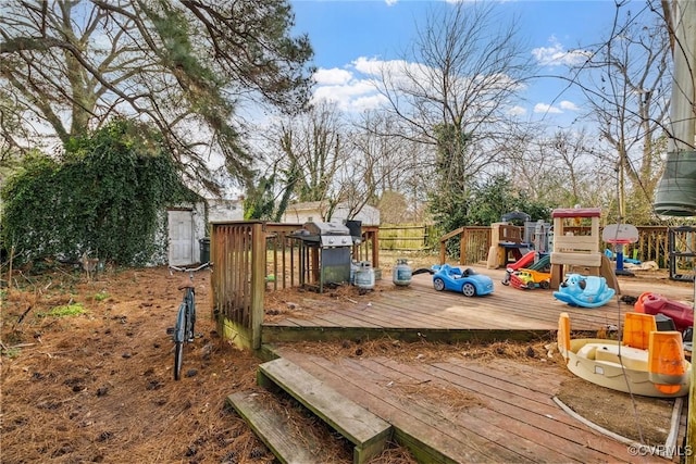 deck featuring a playground