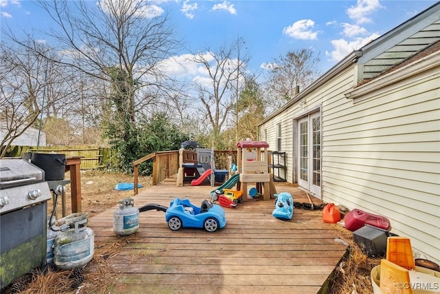 deck featuring a playground