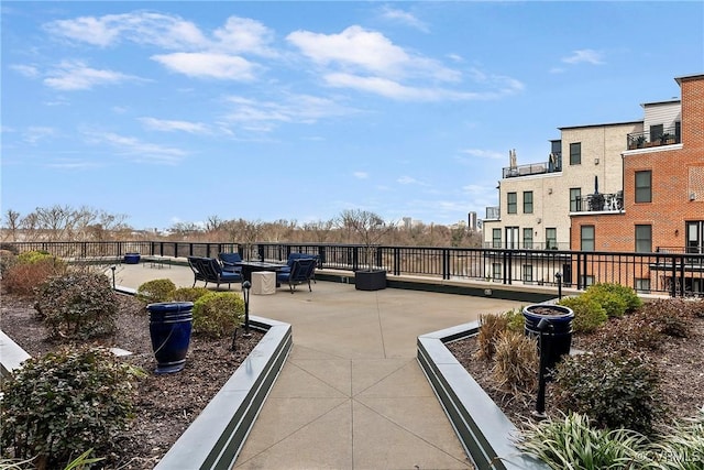 view of community with a patio area