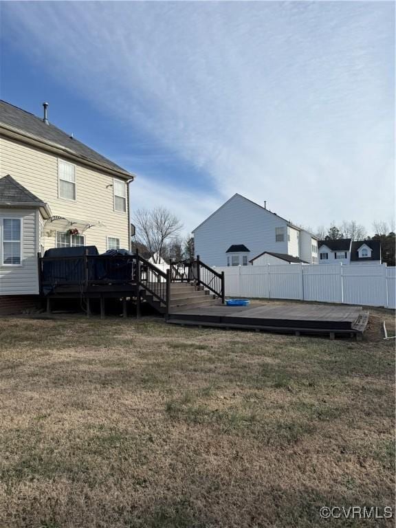 view of yard with a deck