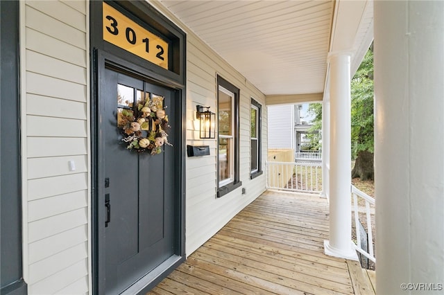 wooden deck with a porch