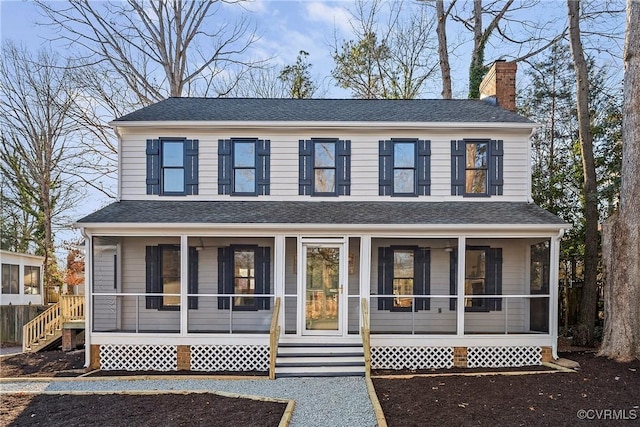 view of front facade featuring covered porch