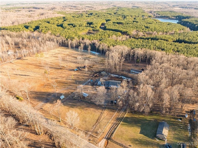 drone / aerial view featuring a rural view and a water view