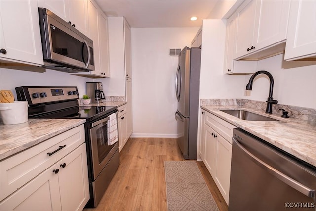 kitchen featuring white cabinetry, sink, and stainless steel appliances