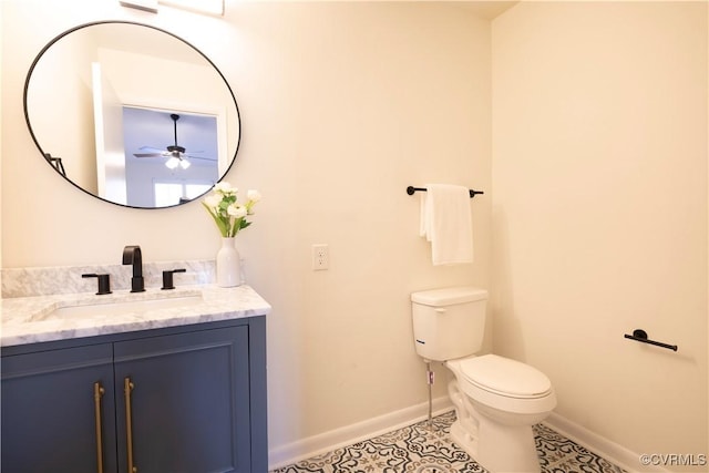 bathroom with tile patterned flooring, vanity, and toilet