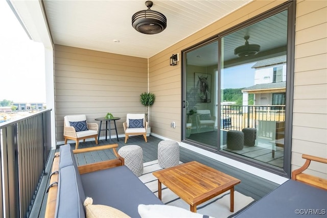 balcony with ceiling fan