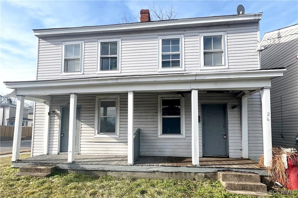 view of front facade featuring covered porch