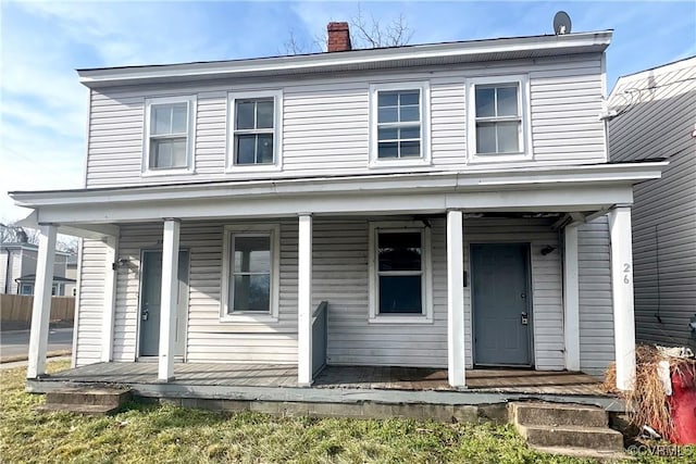 view of front facade featuring covered porch