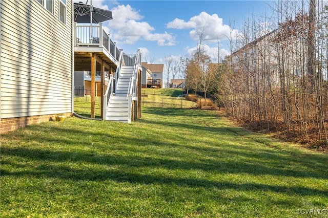 view of yard with a wooden deck