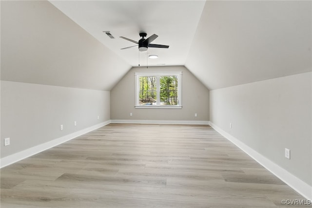 2280 Hensley Rd, Mineral, VA 23117 - bonus room with a ceiling fan, baseboards, light wood-type flooring, and lofted ceiling