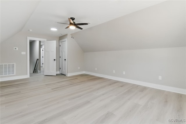 2280 Hensley Rd, Mineral, VA 23117 - bonus room featuring a ceiling fan, lofted ceiling, light wood-style flooring, and baseboards