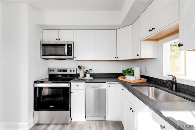 kitchen with white cabinetry, sink, and stainless steel appliances