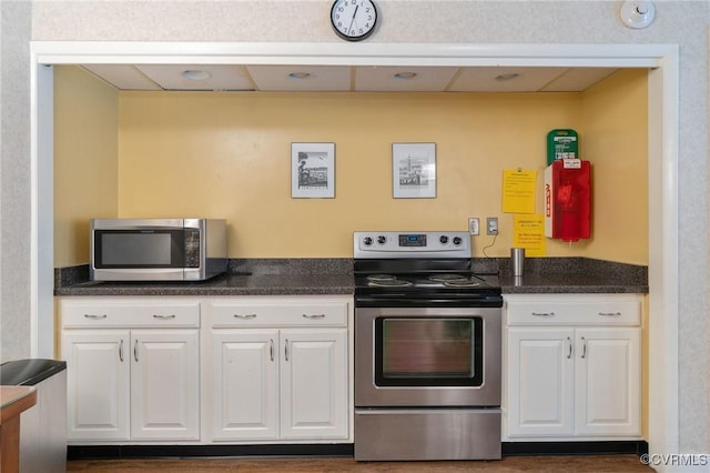 kitchen featuring white cabinetry and stainless steel appliances