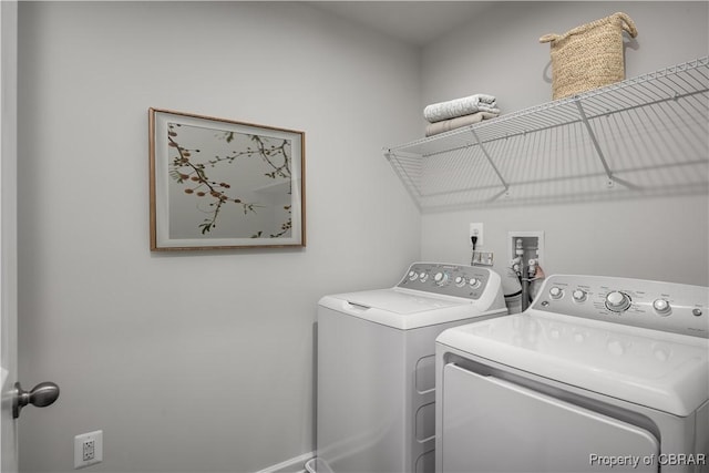 laundry area featuring washer and dryer