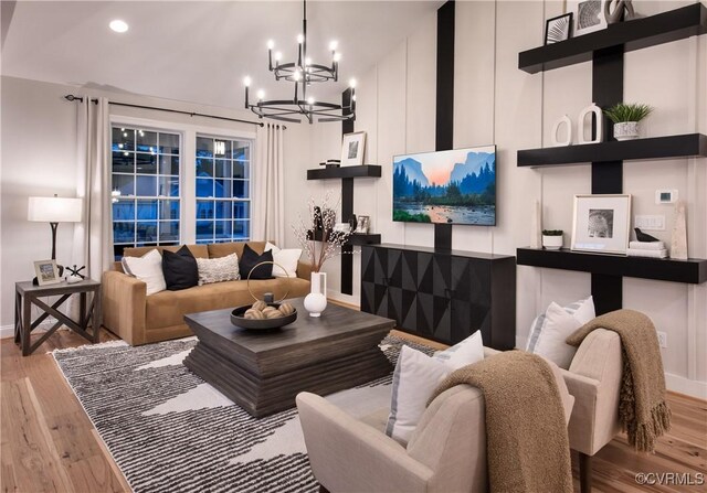 living room with light hardwood / wood-style floors