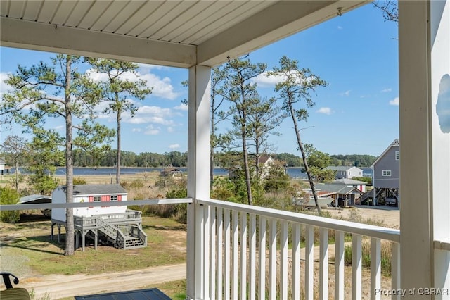 exterior space featuring a water view