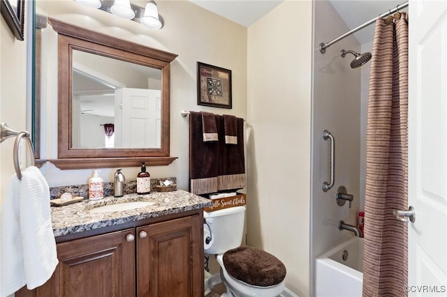 full bathroom featuring vanity, toilet, and shower / bath combo