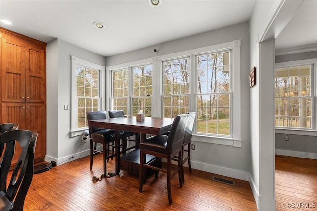 25 Cow Shed Rd, Lancaster, VA 22503 - dining room featuring wood-type flooring, baseboards, and recessed lighting