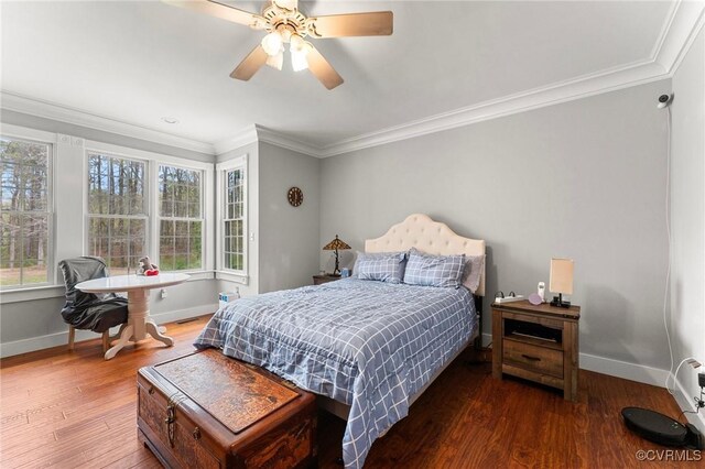 25 Cow Shed Rd, Lancaster, VA 22503 - bedroom featuring crown molding, multiple windows, wood finished floors, baseboards, and ceiling fan
