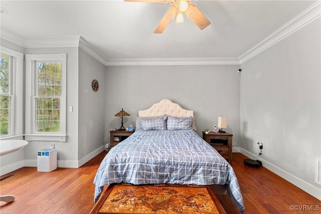 25 Cow Shed Rd, Lancaster, VA 22503 - bedroom with wood finished floors, baseboards, ornamental molding, and ceiling fan