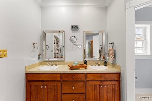 25 Cow Shed Rd, Lancaster, VA 22503 - bathroom with crown molding and double vanity