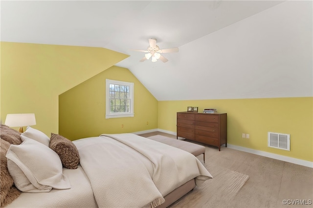 25 Cow Shed Rd, Lancaster, VA 22503 - bedroom with a ceiling fan, lofted ceiling, baseboards, and light carpet