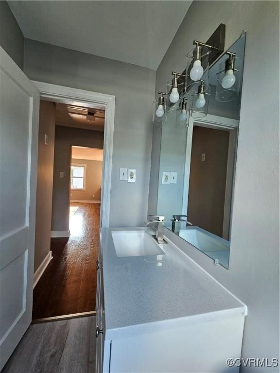 bathroom with sink and hardwood / wood-style floors