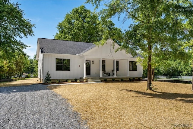 modern farmhouse with covered porch