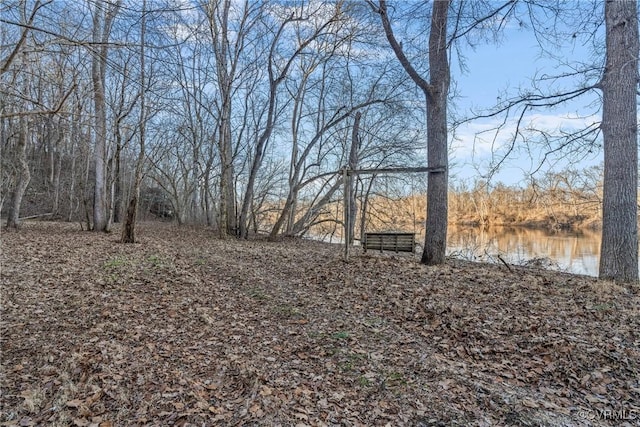 view of yard with a water view