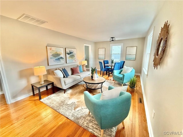 living room featuring wood-type flooring