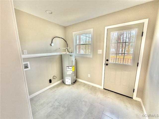 laundry area featuring electric water heater and washer hookup