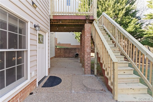 view of patio featuring stairs