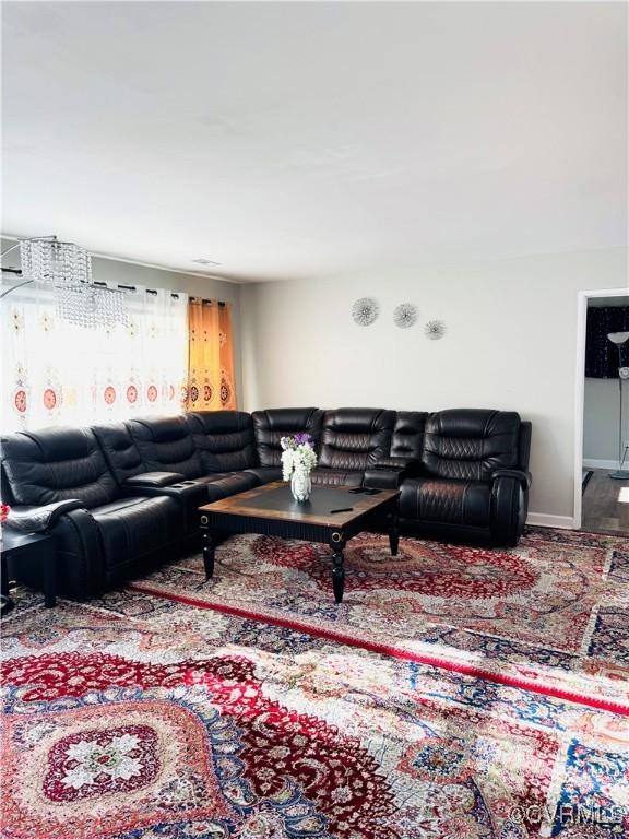 living room featuring carpet floors