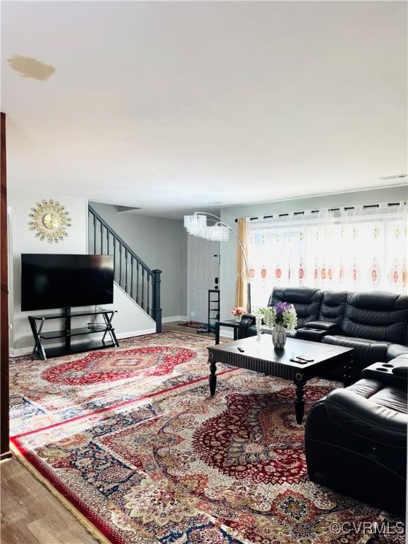 living room featuring wood-type flooring