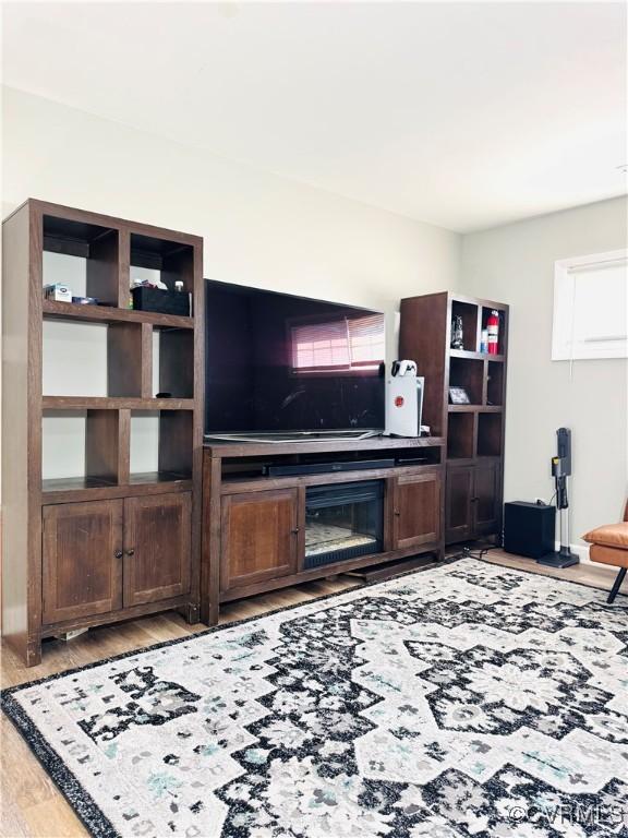 living room with light hardwood / wood-style flooring