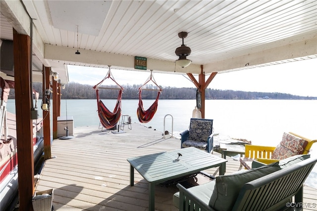 view of dock featuring a water view